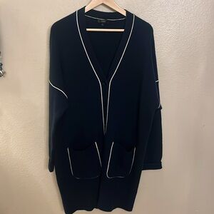 J Crew Cashmere Wool Blend Super Soft Long Cardigan Sweater L w/Belt